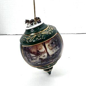 Terry Redlin Christmas Ornament Winter Heading Home Green Bradford Horse Art